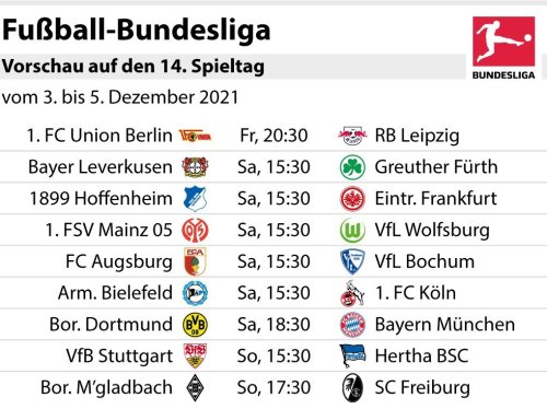 Bundesliga 2021/22: Unsere Tipps zum 14. Spieltag – und die voraussichtlichen Aufstellungen