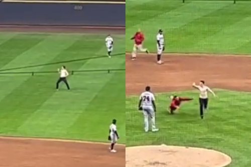 Shirtless MLB Fan Runs On Field To Dance, Then Breaks The Ankles of Security During Wild Moment (VIDEO)
