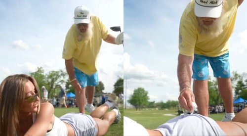 John Daly Sends The Internet Into A Frenzy After Teeing Up A Ball Between Female’s Cheeks And Smashing It