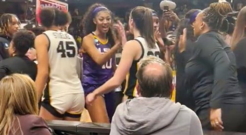 VIDEO: Everyone Noticed The Same Thing About Caitlin Clark And Angel Reese’s Postgame Exchange After Iowa Beat LSU In The Elite 8