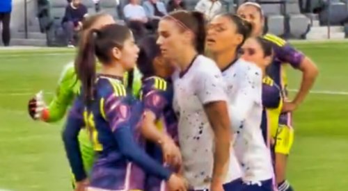 USWNT Star Alex Morgan Had To Be Held Back By Teammates During Heated Altercation With Colombian Soccer Players (VIDEO)