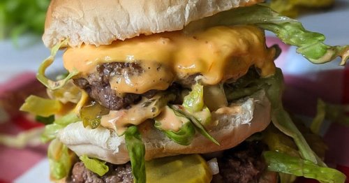 Double-decker smash burgers with secret sauce