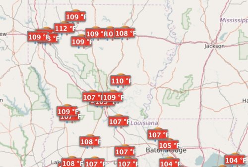 Highest Temperatures Ever Recorded in these 41 Louisiana Cities
