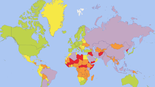 El mapa de los destinos más peligrosos del mundo para viajar en 2023