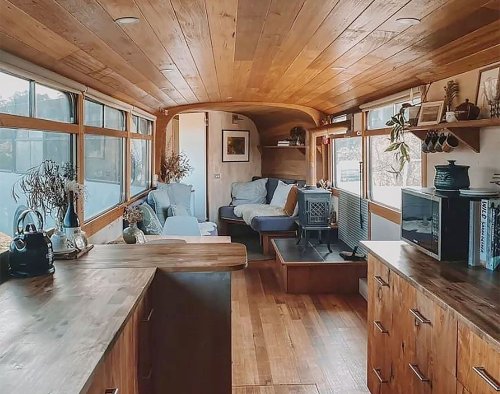 Family's Articulated 'Bendy' Bus Conversion Transformed Into Cozy Bus Hideaway