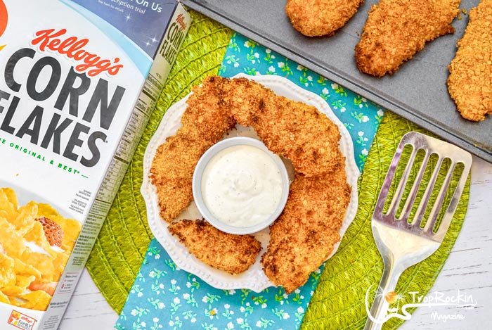 Air Fryer Corn Flakes Chicken Tenders Recipe (Oven Bake Too)