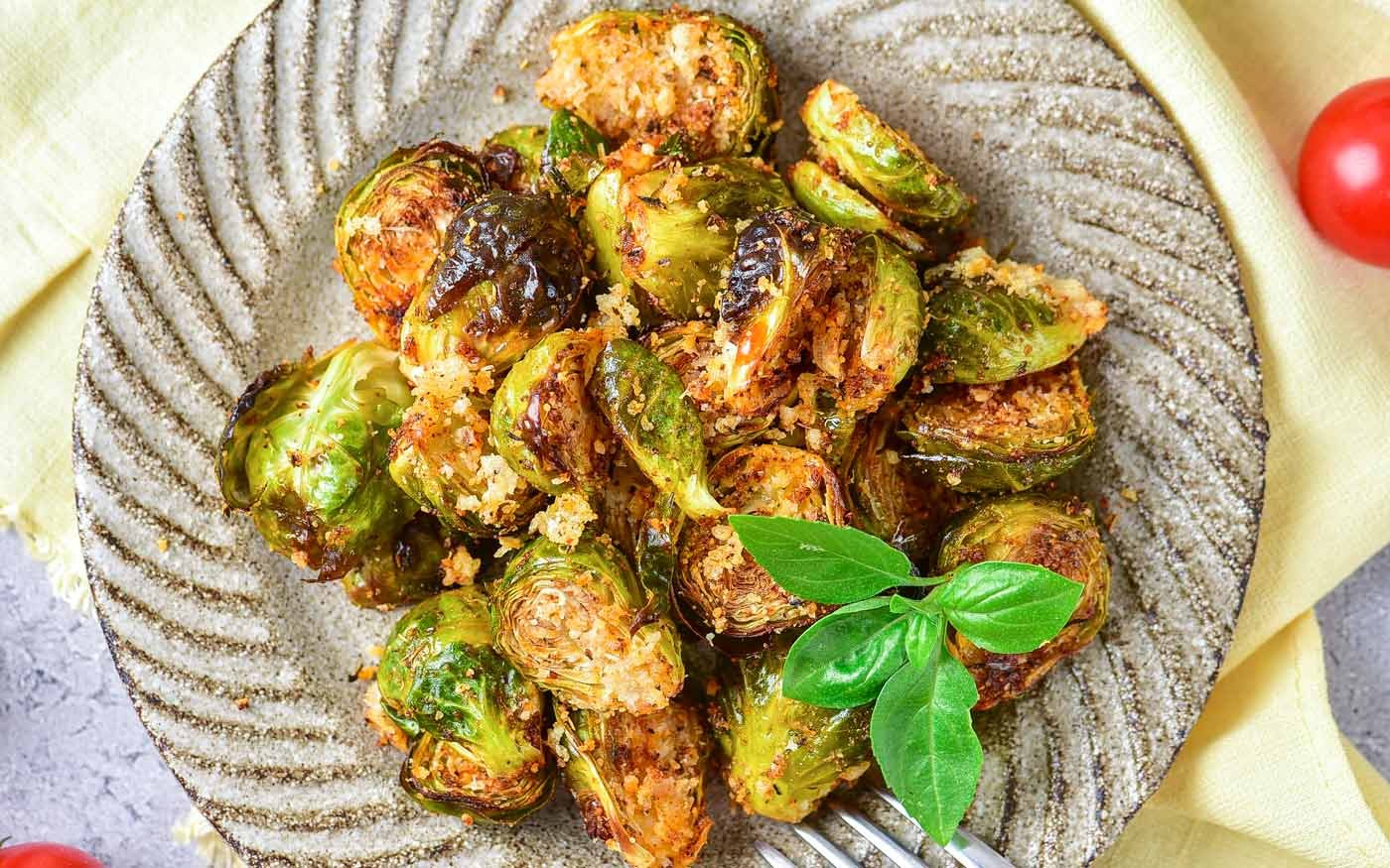 Air Fryer Brussels Sprouts with Parmesan
