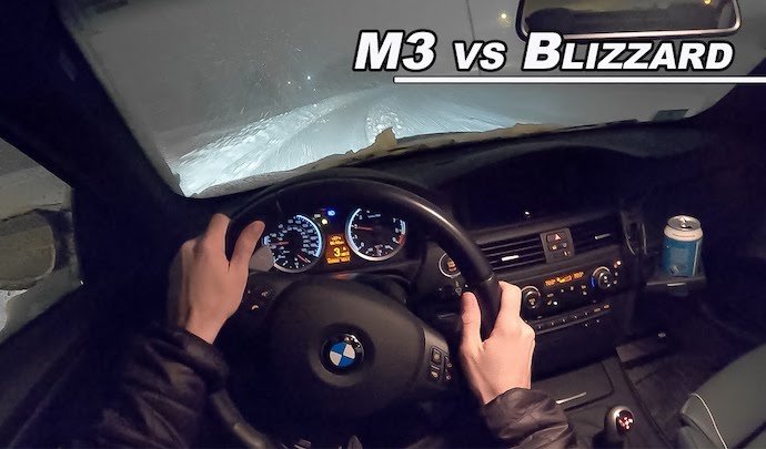 VIDEO - Conduire une BMW M3 en pleine tempête de neige, sur des oeufs