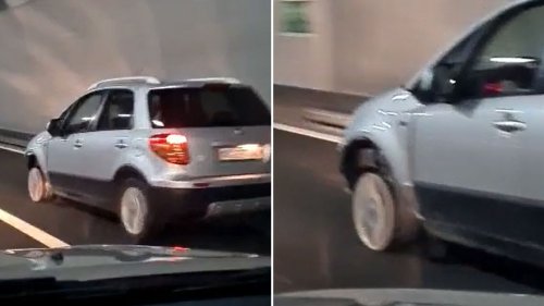 VIDEO – Sur l'autoroute sans pneu ni pare-chocs