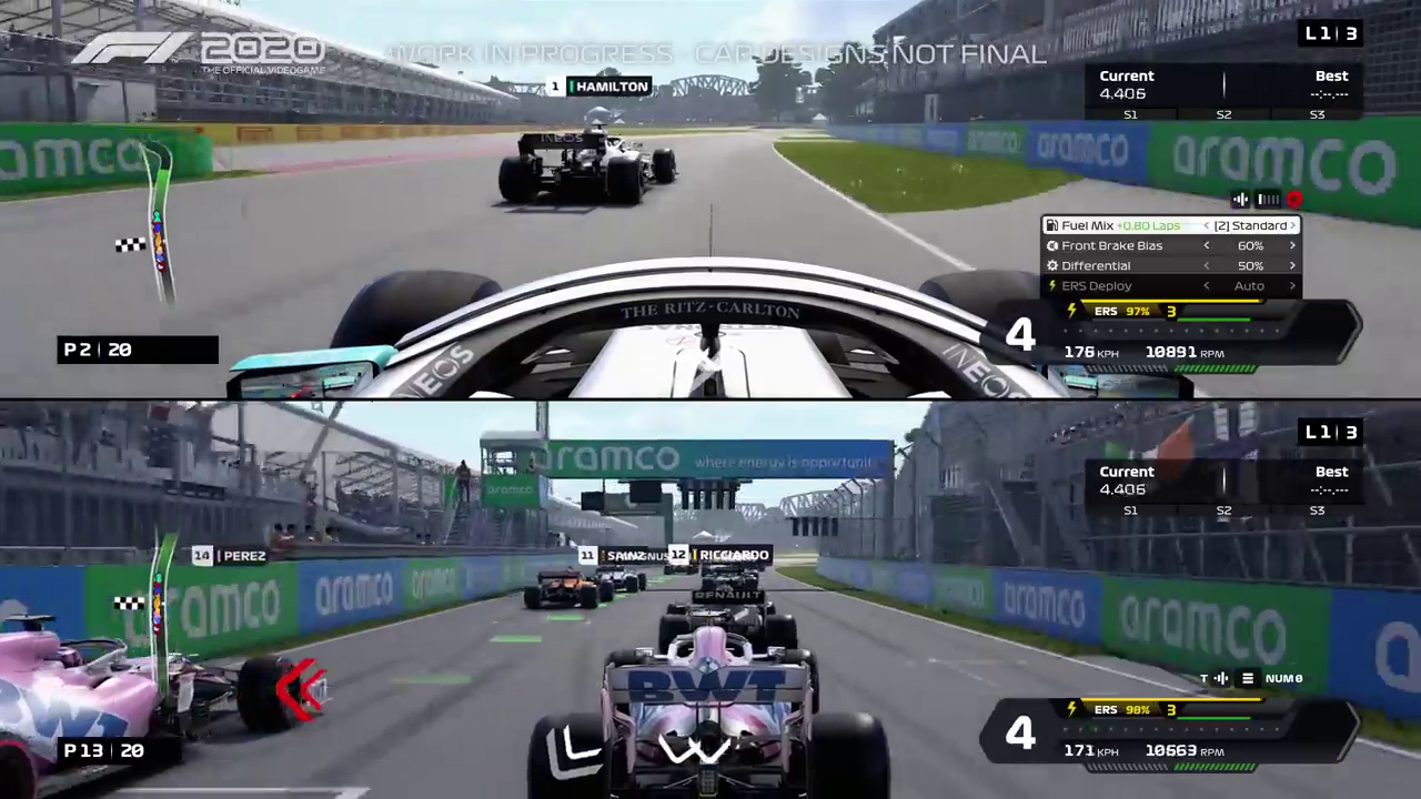 F1 2020, le mode écran partagé dans une vidéo de gameplay de 4 minutes