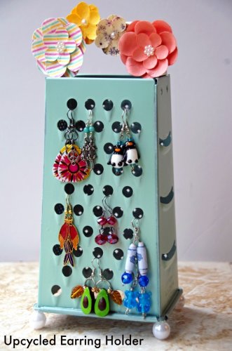 Easy Homemade Earring Holder from an Upcycled Cheese Grater!