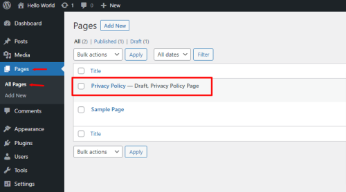 How to Create a Privacy Policy Page in WordPress