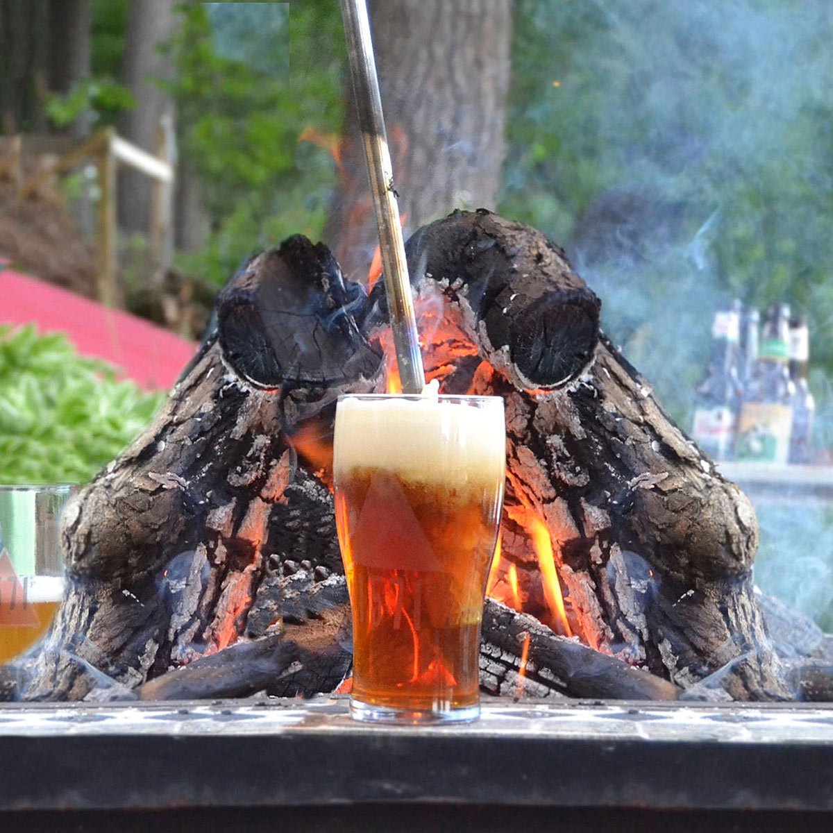 Caramelize beer with a campfire