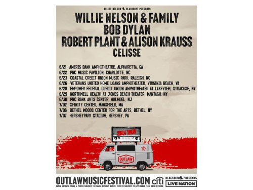 Bob Dylan, Willie Nelson and Robert Plant & Alison Krauss for 2024 Outlaw Music Festival Tour