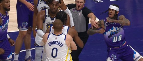 Jordan Clarkson Got Ejected For A Flagrant 2 Foul On Jonathan Kuminga After Getting His Shot Blocked