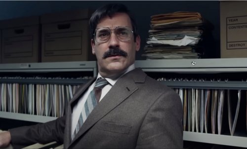 Jon Hamm Plays A Bushy-Mustached, Paranoid Office Worker In The Bizarre ...