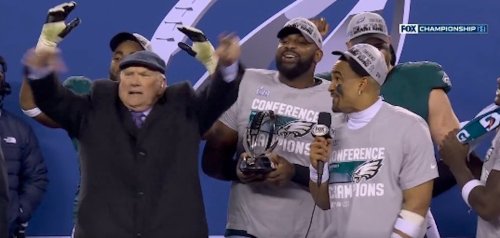 NFL fans blasted Terry Bradshaw for ruining the Eagles' NFC championship trophy celebration