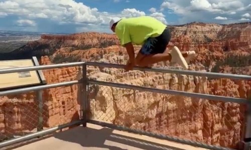 Watch: ‘Idiot’ nearly takes fatal leap in Bryce Canyon National Park