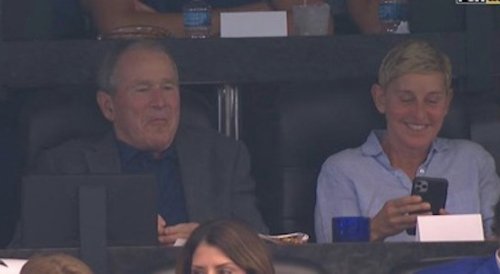 NFL fans had lots of jokes about Ellen sitting next to George W. Bush at Cowboys game
