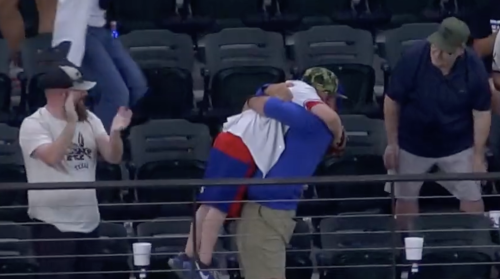 MLB fans had their hearts melted by a Rangers fan’s pride for his son catching an upper-deck HR