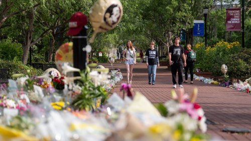 'Trying to get through it together': FSU students return with tears, flower-lined walkways