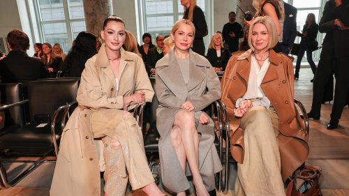 Anne Hathaway joins A-listers front row at Ralph Lauren fashion show