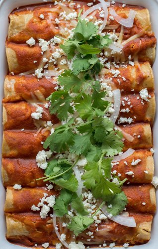 Spice It Up With This Black Bean, Kale and Sweet Potato Enchiladas Recipe