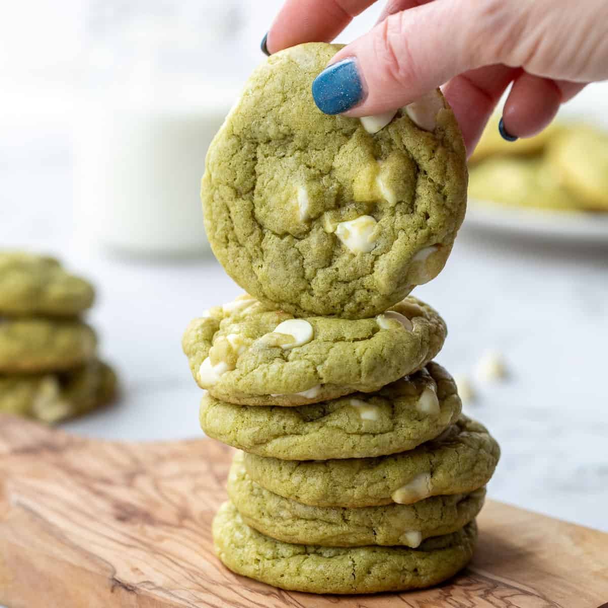 Chewy Matcha White Chocolate Cookies