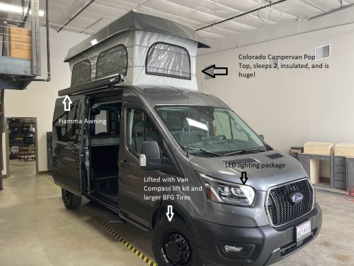 2022 AWD Ford Transit Crew Weekender Pop Top Camper - VanlifeTrader