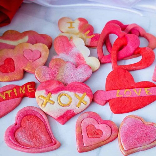 Marbled Sugar Cookies - Valentine Heart Cookies