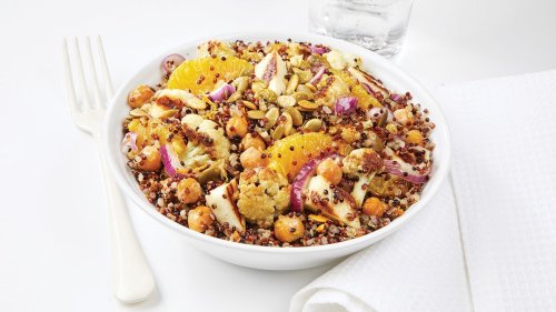 Spiced Cauliflower and Quinoa Salad with Grilled Halloumi