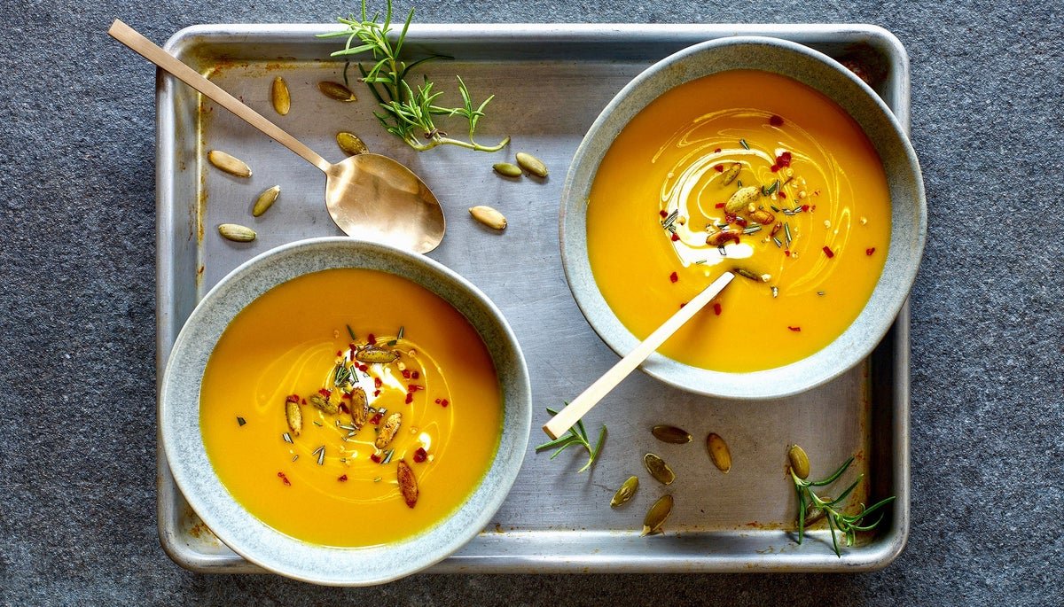 Vegan Roasted Pumpkin Bisque with Miso and Rosemary