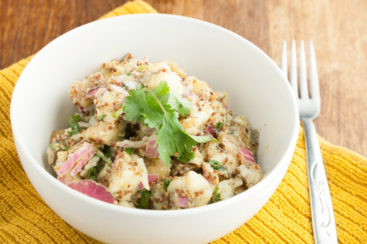 Potato Salad with Mustard Greens