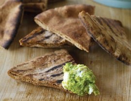 Green Pea Dip with Toasted Pita Chips