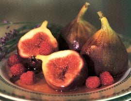 Warm Poached Figs with Fresh Raspberries