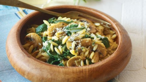 Orzo Risotto with Mushrooms and Swiss Chard