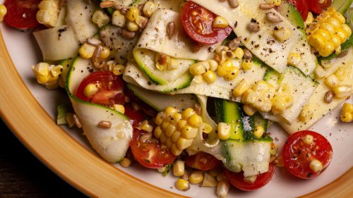 Raw Corn, Zucchini, and Cherry Tomato Salad Recipe