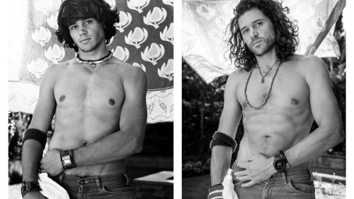 Male models recreate old photoshoots from years ago