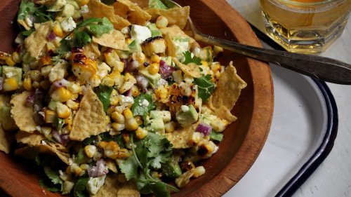 Grilled Corn, Avocado, and Tortilla Chip Salad Recipe