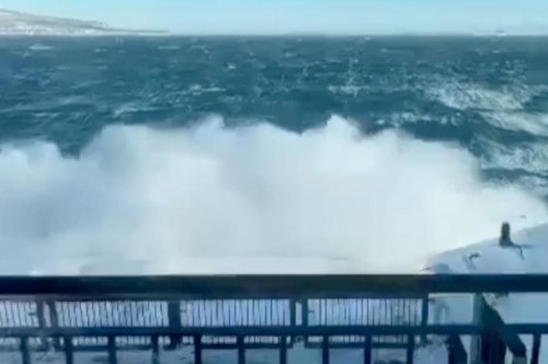 VIDEO: BC Ferries vessel gets hammered with waves during bomb cyclone