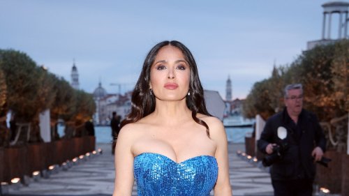 In Bombshell Tassels And Platform Heels, Salma Hayek Rivals The Architecture Of Venice Itself