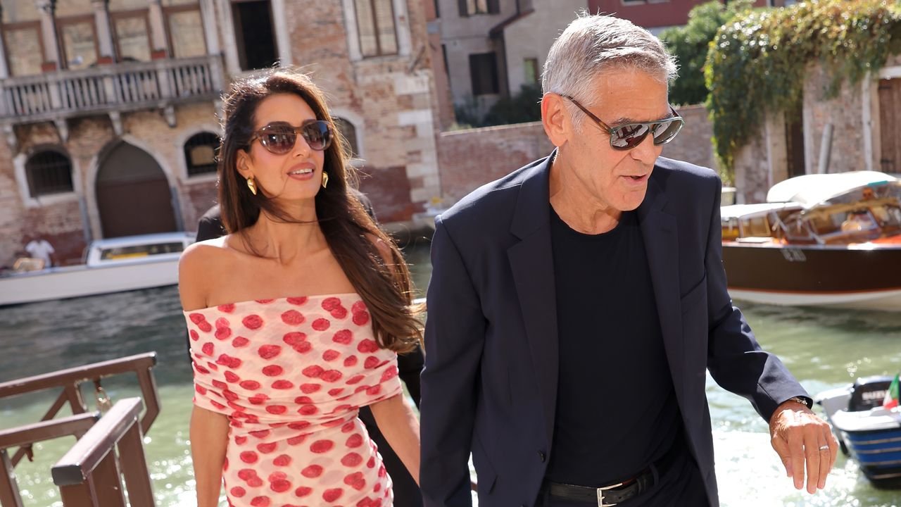 Spots! Sparkles! Stilettos! Amal’s Venice Wardrobe Is Party-Ready