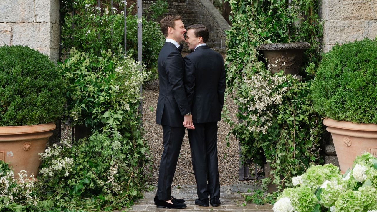 The Grooms Wore Matching Tom Ford Tuxedos for Their Wedding in a 12th-Century Tuscan Hamlet