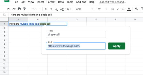 Today I learned Google Sheets now lets you link multiple words in a single cell