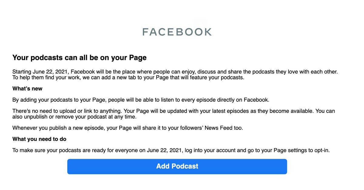 Podcasts start coming to Facebook next week