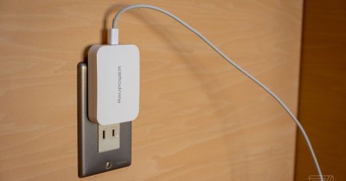 RavPower’s tiny 45W gallium nitride charger almost sits flush with your wall