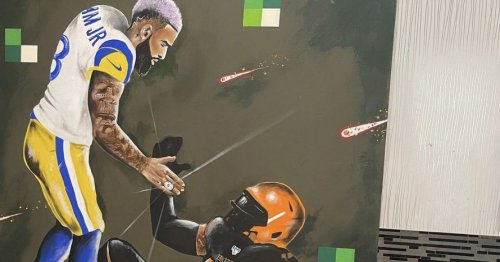 Odell Beckham Jr. has a painting of himself in LA helping up his broken Browns version