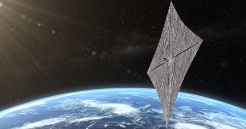 Spacecraft designed to ride on sunlight deploys its reflective solar sail