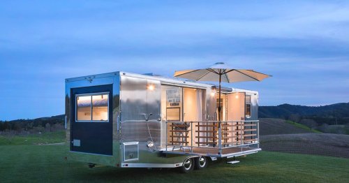 Luxury camper trailer sleeps six in 215 square feet