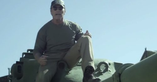 Arnold Schwarzenegger invites you to ride in his tank and crush things for charity